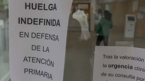 Foto de la huelga de primaria en el centro de salud de O Milladoiro (Ames) la pasada semana