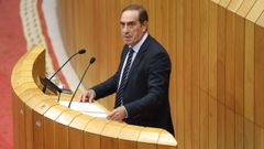 Valeriano Facenda, conselleiro de Facenda, en su comparecencia en el Parlamento