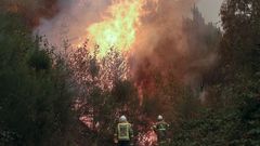 En San Fiz, B�veda, los bomberos hicieron contrafuegos para evitar la propagacion de las llamas