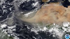 Imagen satelital de una tormenta de polvo en el Shara