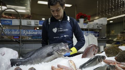 Marisco y pescado en la coruesa Plaza de Lugo