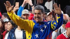 El presidente de Venezuela, Nicols Maduro, celebra el resultado de las elecciones anunciado por el Consejo Nacional Electoral.