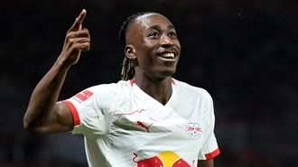 Yan Diomande, celebrando un gol con el Leizpig.
