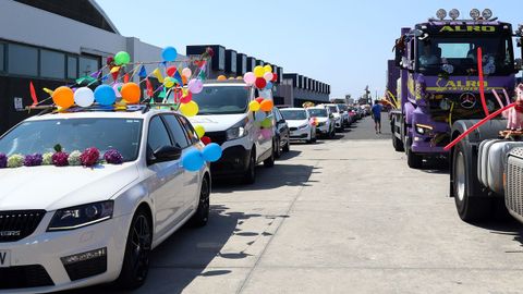 Misa de San Cristobal en la capilla de San Bartolom de Rianxo   bendicion de vehiculos y  procesin