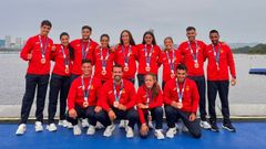 Los espaoles, con las medallas de terceros del mundo.