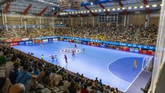 La nueva pista azul instalada en el pabelln Jorge Garbajosa