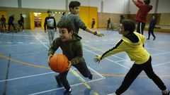 Clase de Educaci�n F�sica en un instituto de Oleiros