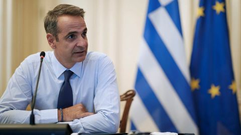 El primer ministro de Grecia en la rueda de prensa de este mircoles