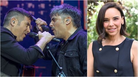 A la izquierda, David y Jos� Manuel Mu�oz, integrantes del d�o musical Estopa, y a la derecha, Chenoa.