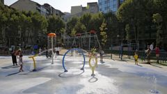 Juegos de agua instalados en el parque de la Alameda do Cruceiro de la capital ourensana