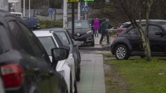 Los vehculos ocupan a diario aceras y espacios verdes ante la carencia de estacionamiento en el recinto del Clnico