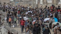 Desplazados forzados en Gaza.