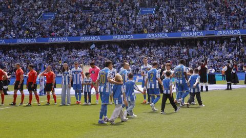 Los jugadores del Deportivo, durante el &uacute;ltimo encuentro ante el Andorra