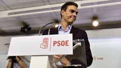 Pedro S�nchez, anunciando su dimisi�n como secretario general del PSOE. 