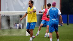 Quagliata, Mella y Pati�o, durante un entrenamiento el a�o pasado en la pretemporada