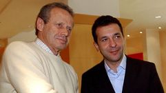 El presidente del Palermo (izq) y del Catania (dcha) tras una reuni�n en Roma