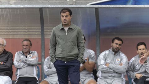 Sim�n Lamas, durante o derbi entre o Berganti�os e o Coruxo celebrado nas Eiroas