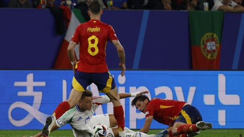 Otro momento del encuentro ante Italia