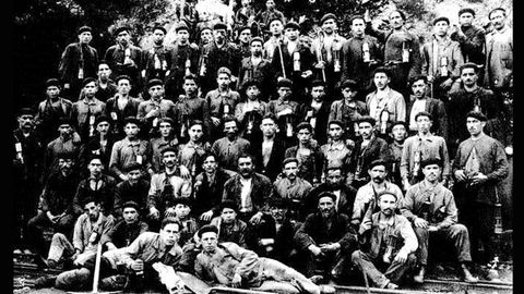 Mineros de Tudela Vegu�n, en torno al a�o 1919. La mina estuvo funcionando hasta las �ltimas d�cadas del siglo XX