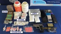 La droga incautada en la operaci�n conjunta de la Polic�a Nacional y Local contra un punto de distribuci�n desarticulado en Pontevedra