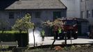 Labores de desinfecci�n por parte de la UME en el exterior de la residencia Hogar de San Jos�