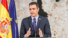 Pedro S�nchez, en un acto en Moncloa en mayo del 2021