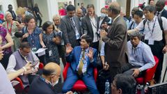 El ministro de Comercio de la India, Shri Piyush, en la sede de la OMC de Bruselas