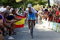 El arousano Gustavo C�sar Veloso, del Xacobeo, durante la dura ascensi�n al Xorret de Cat�