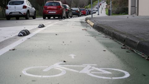 En la Rolda do Carme el carril bici tiene doble sentido, al igual que la circulaci�n motorizada