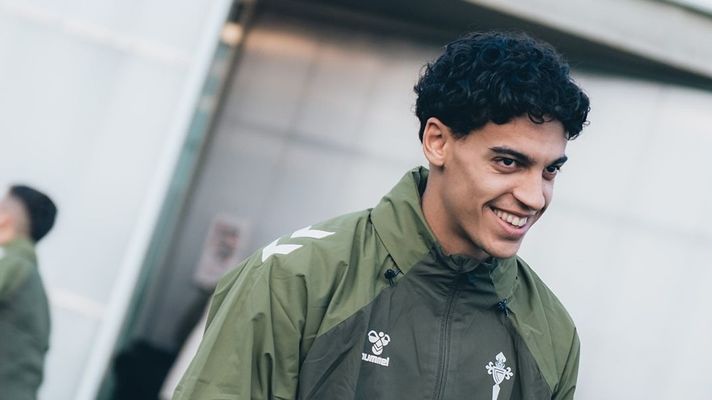 Jones El-Abdellaoui, en un entrenamiento del primer equipo del Celta.