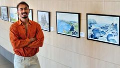 El bi�logo y artista tailand�s Krerkkrai Songin, conocido art�sticamente como Kirk, en Navia Espacio de Arte de Apamp en Vigo, donde muestra su exposici�n de acuarelas  titulada  Encantado, Galicia . 