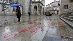 Pintadas hechas en la Praza de Santa Mara de Lugo