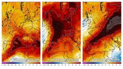 Evoluci�n de las anomal�as positivas de temperatura en Europa durante esta semana
