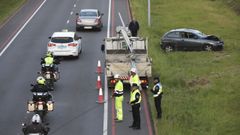 El vehículo fue enderezado después de que llegara la Policía Local de Santiago