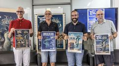 Francisco Mu�iz, Alfredo Susavila, el alcalde de Rianxo, Juli�n Bustelo, y Jos� Nine en la presentaci�n del programa del festival Noites de Jazz