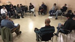 Pablo Echenique, junto a dirigentes de Podemos Asturies en Mieres