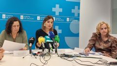 La delegada territorial de la Xunta, Bel&eacute;n do Campo, la directora xeral de Mobilidade, Judith Fontela, y Mar Barreiro Broz, directora territorial de la Conselleria de Presidencia durante la rueda de prensa de&nbsp;este mi&eacute;rcoles.