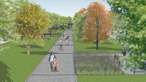 Infograf�a del nuevo espacio verde en el que se convertir� la avenida del Molin�n de Gij�n
