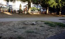 La empresa lleva el mantenimiento de distintas zonas verdes de Lal�n, como la Praza da Vila.