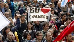 Imaxe da manifestaci�n do D�a das Letras Galegas do 2024, en Santiago. 