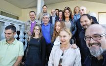 Integrantes de la candidatura socialista, esta ma�ana en un restaurante de Pereiro de Aguiar