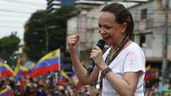 Mar�a Corina Machado, durante su intervenci�n ante venezolanos en ciudad de Panam�