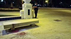 Un agente precinta el parque de Rosal�a en la madrugada del viernes