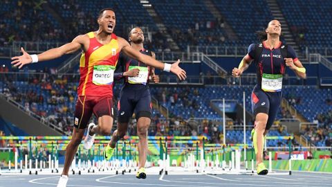 Defendiendo por primera vez a Espa�a, el cubano Orlando Ortega gan� la medalla de plata en los 110 metros vallas, la primera para nuestro atletismo desde los Juegos de Atenas 2004
