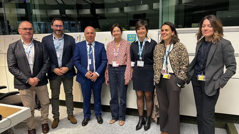 Farrah Lisa Meghazi, en el centro, esta maana con miembros de la Deputacin de Pontevedra y de la Fundacin Galicia Europa en Bruselas.