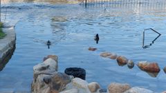 Imagen de archivo de las termas p�blicas de A Chavasqueira, inundadas por el r�o Mi�o.