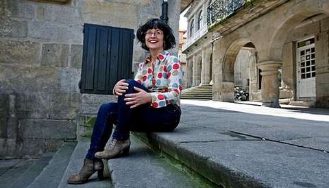 A candidata do PSdeG-PSOE Patricia Viln, onte na praza do Teucro de Pontevedra, o lugar que elixiu para a foto.