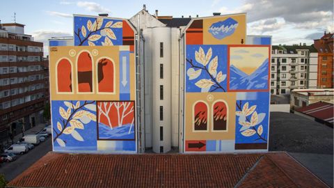Oviedo es el título de este mural repleto de iconografía.