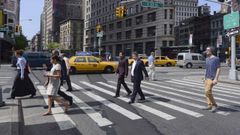 El alcalde de Pontevedra, Fern�ndez Lores, en el a�o 2015 el Nueva York, donde recogi� un premio