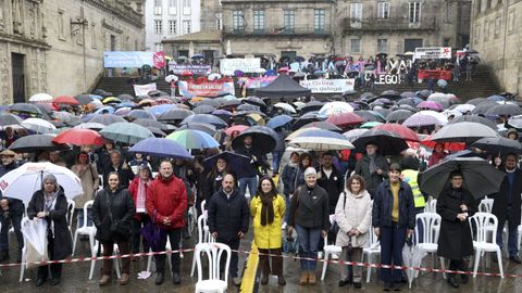 En primeira fila, membros da plataforma Queremos Galego, durante a ratificaci�n do protocolo �Lingua vital xa�, en marzo deste ano.